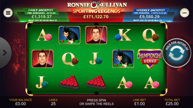 Ronnie O'Sullivan Sporting Legends Slot Review
